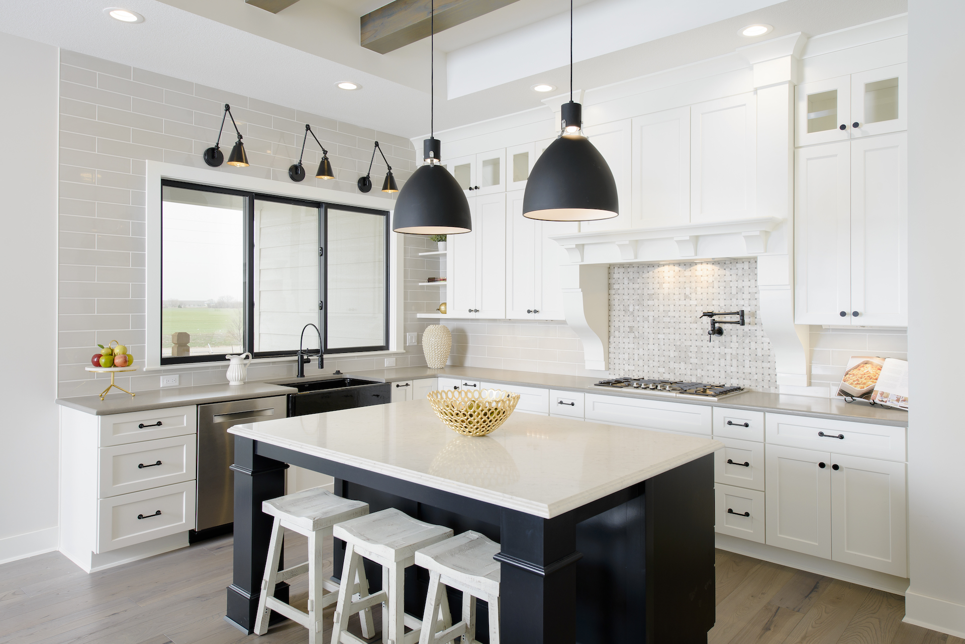 Chic Black and White Kitchen Island